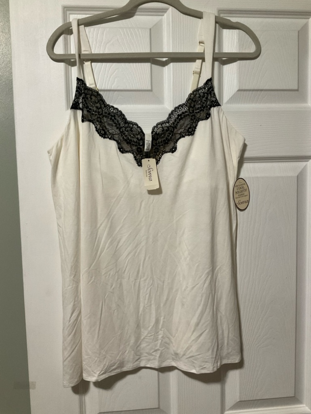 Soma Ivory Camisole with Black Lace Trim